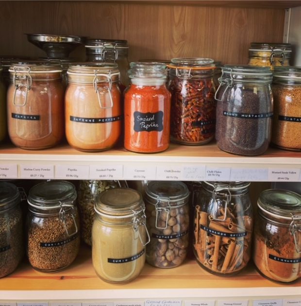 herbs and spices in a zero waste shop